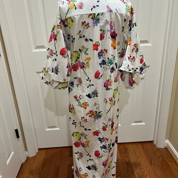 Alice + Olivia Floral Maxi Shirt Dress w/tie - Picture 6 of 13